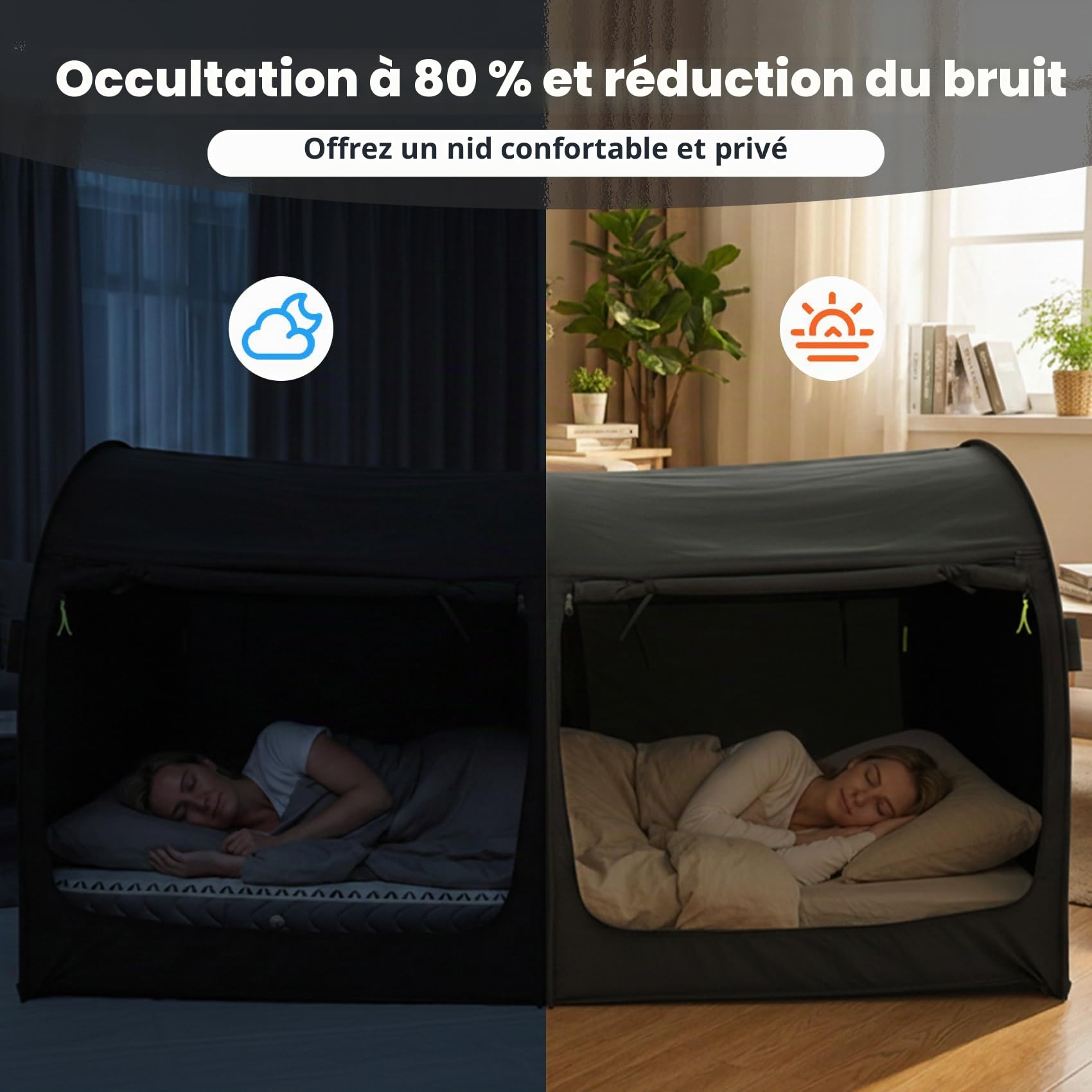 LEEDOR Tente de lit à baldaquin, Chaude, Taille Double, dépliable, pour Enfants et Adultes, Offre intimité et respirabilité à l'intérieur, Brevet en Instance, Matelas Non Inclus