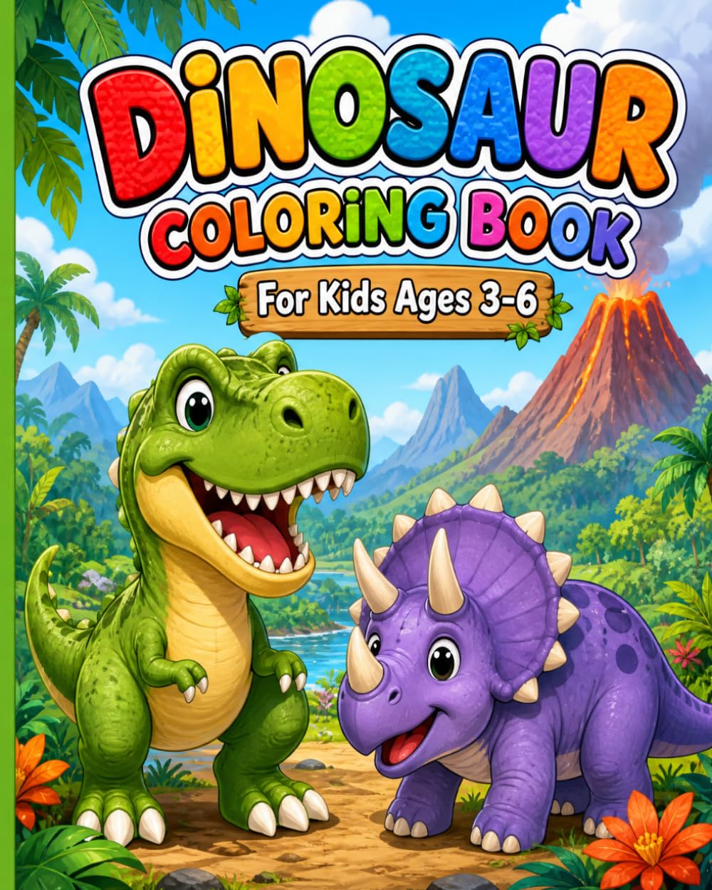 DINOSAUR COLORING BOOK: For kids ages 3-6