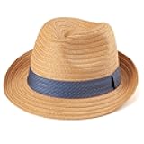 Straw Trilby Hat for Men - Summer Sun Fedoras Travel Beach Panama M/L and L/XL, Adjustable