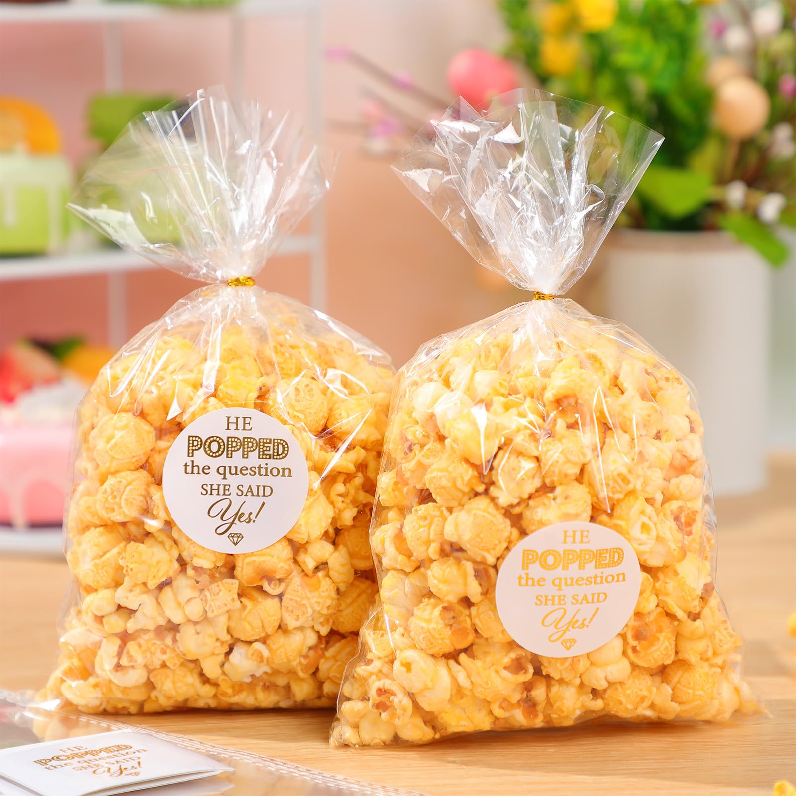 Amazon.com: AIOMOB 50 Pack He Popped the Question Popcorn Bags ...