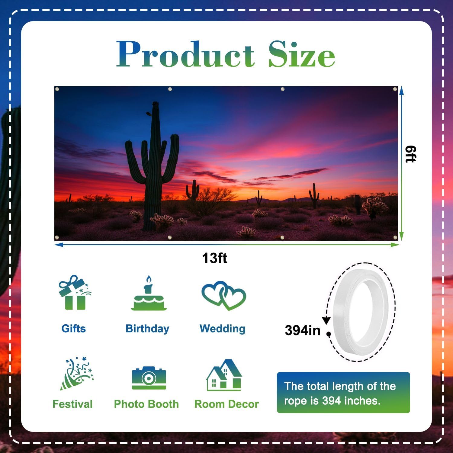 6x13ft Garage Door Cover Desert Landscape Sunset Garage Door Banner Decorations Polyester Door Mural Backdrop for Outdoor Indoor Party Background Decor