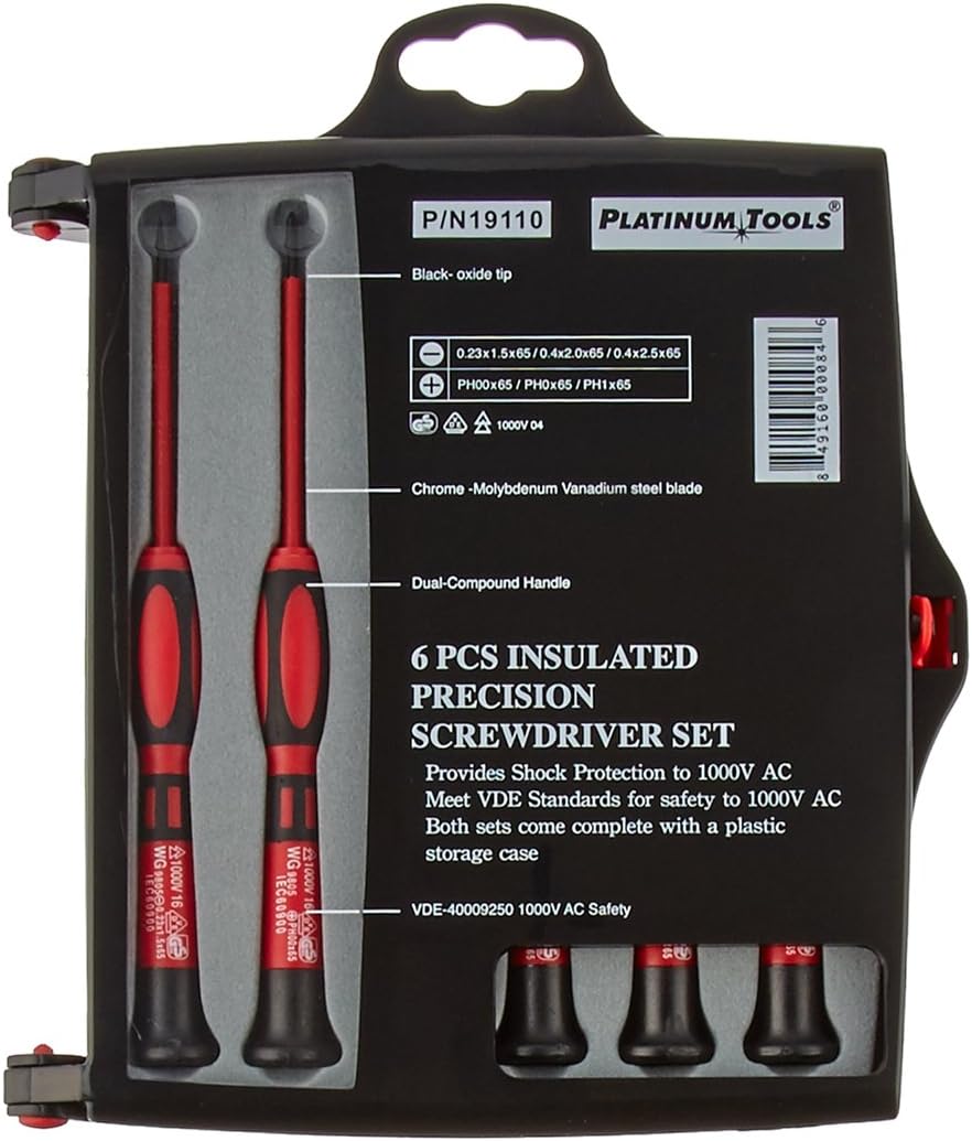 Platinum Tools 19110 1 KV Insulated Precision Screwdriver Set, 6 pc.(Pack of 6)