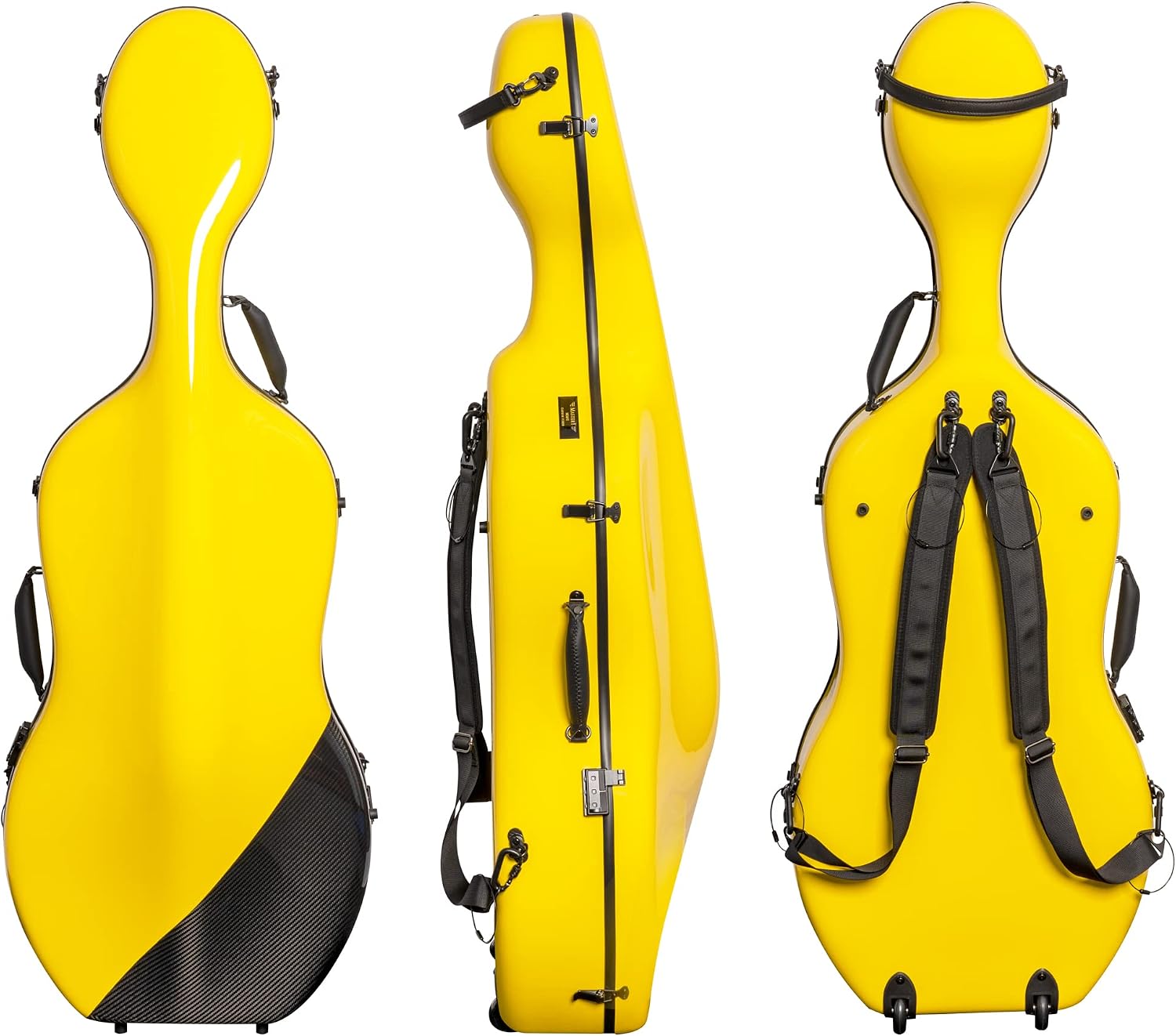 MI&VI CC-7002WB Classic Carbon Fiber Composite Cello Case (Full Size) 4/4 with Wheels | Carry Straps | 12.5lb Lightweight | Tough Shell (Blue + Bag)