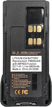 High Capacity PMNN4409 PMNN4409AR IMPRES 7.4V 4800mAh Li-Ion Battery Compatible with XPR7550 XPR7550e XPR7580 XPR7580e XPR7350e XPR3300 XPR3300e XPR3500e APX1000 APX3000 APX4000