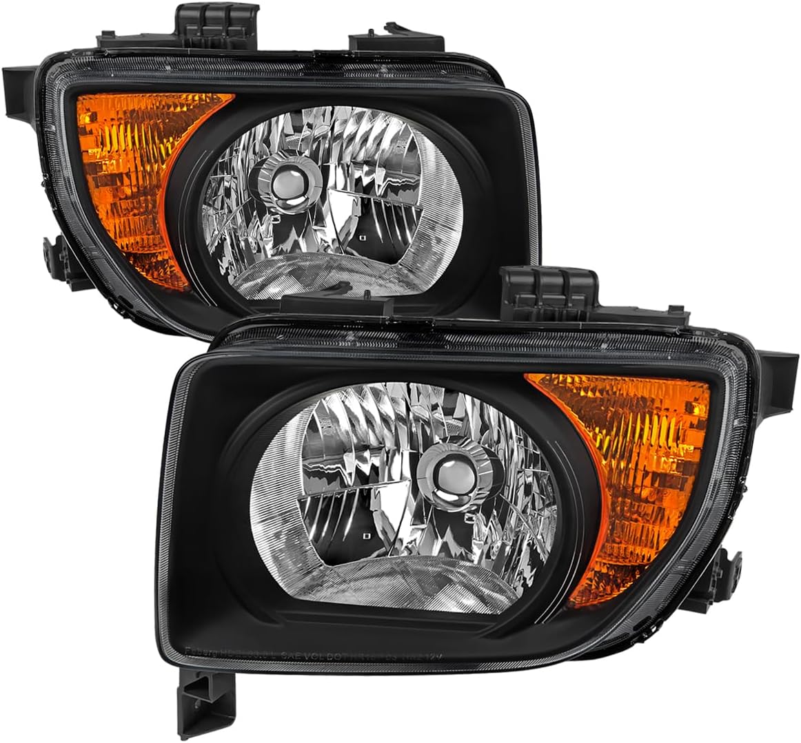 SPEC-D TUNING Black Headlights Compatible with 2003-2008 Honda Element Left + Right Headlamps Assembly