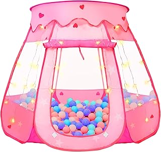 TooyBing Pop Up Princess Tent with Star Light, Toys for 1 2 3 Year Old Girl Birthday Gift, Ball Pit for Baby 12-18 Month, Foldable Kids Play Tent for Toddler 1-3, One Year Old Girl Toy Indoor Outdoor