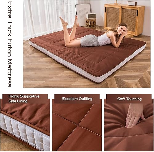 Miniatura 4 de MAXYOYO Colchón tipo futón, acolchado, japonés, para cama, extragrueso, plegable, transpirable, tumbona para el suelo, cama de invitados para