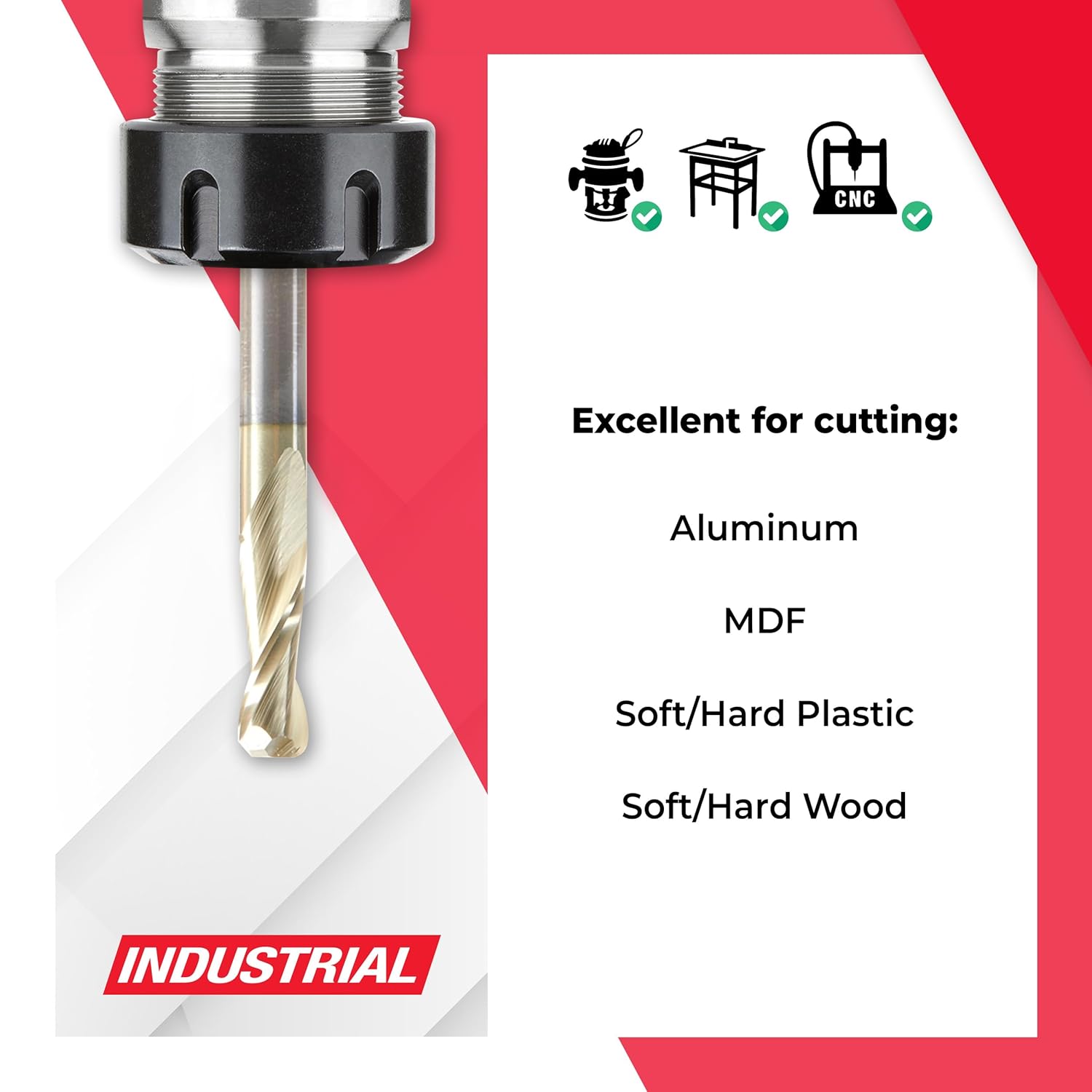 Amana Tool Solid Carbide Up-Cut Spiral Plunge Router Bit with Corner Radius, ZrN Coated, 46460-Z, 1/16 Radius x 1/4 Dia x 3/4 x 1/4 Inch Shank
