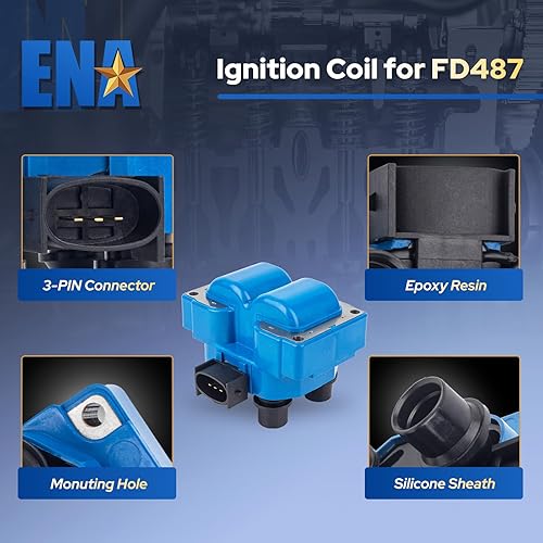 Miniatura 2 de ENA Juego de 2 bobinas de encendido azul compatibles con Ford Lincoln Mazda Mercury F150 F250 E150 Escort Explorer Mustang Ranger Expedition Town