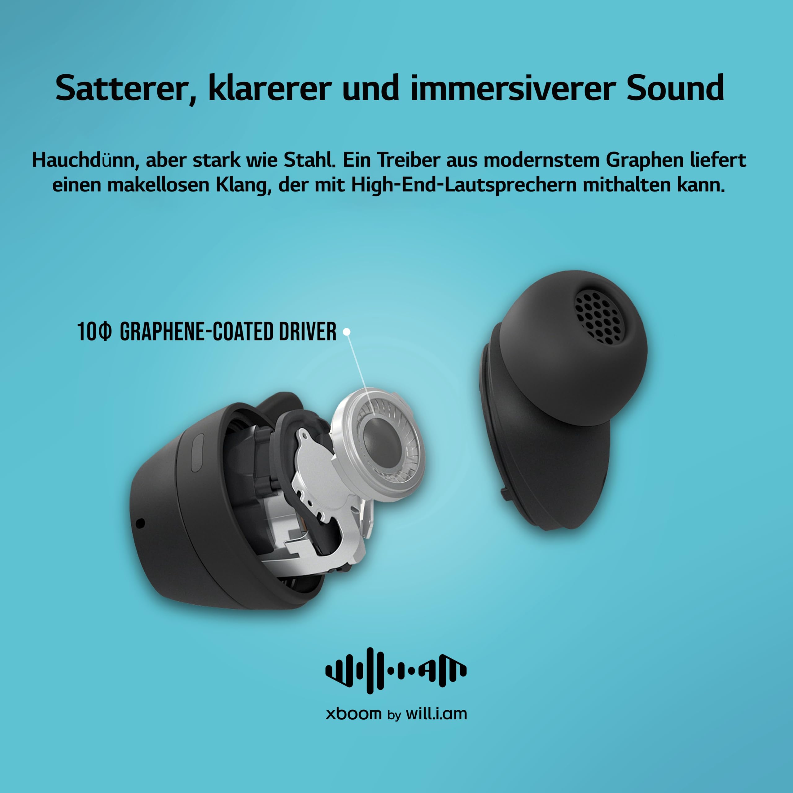 LG,xboom Budslite,In-Ear Bluetooth Kopfhörer,Bluetooth kopfhörer Sport,Flugzeug Kabellose In Ear Bluetooth Kopfhörer Ohrhörer,Noise Cancelling, IPX4-Spritzwasserschutz,Schwarz