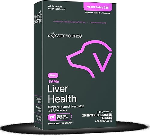 VetriScience SAMe - Tabletas para la salud del hígado, 225 mg de S-adenosil-metionina, suplemento de salud hepática y desintoxicación para perros de