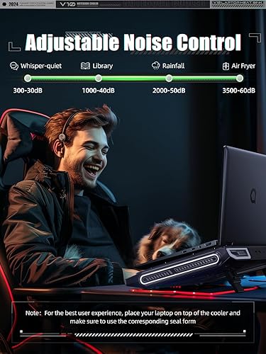 Miniatura 7 de llano Enfriador para laptop, almohadilla de enfriamiento para laptop para juegos con turbofán de 3500 RPM, ventilador externo de 4.72 pulgadas,