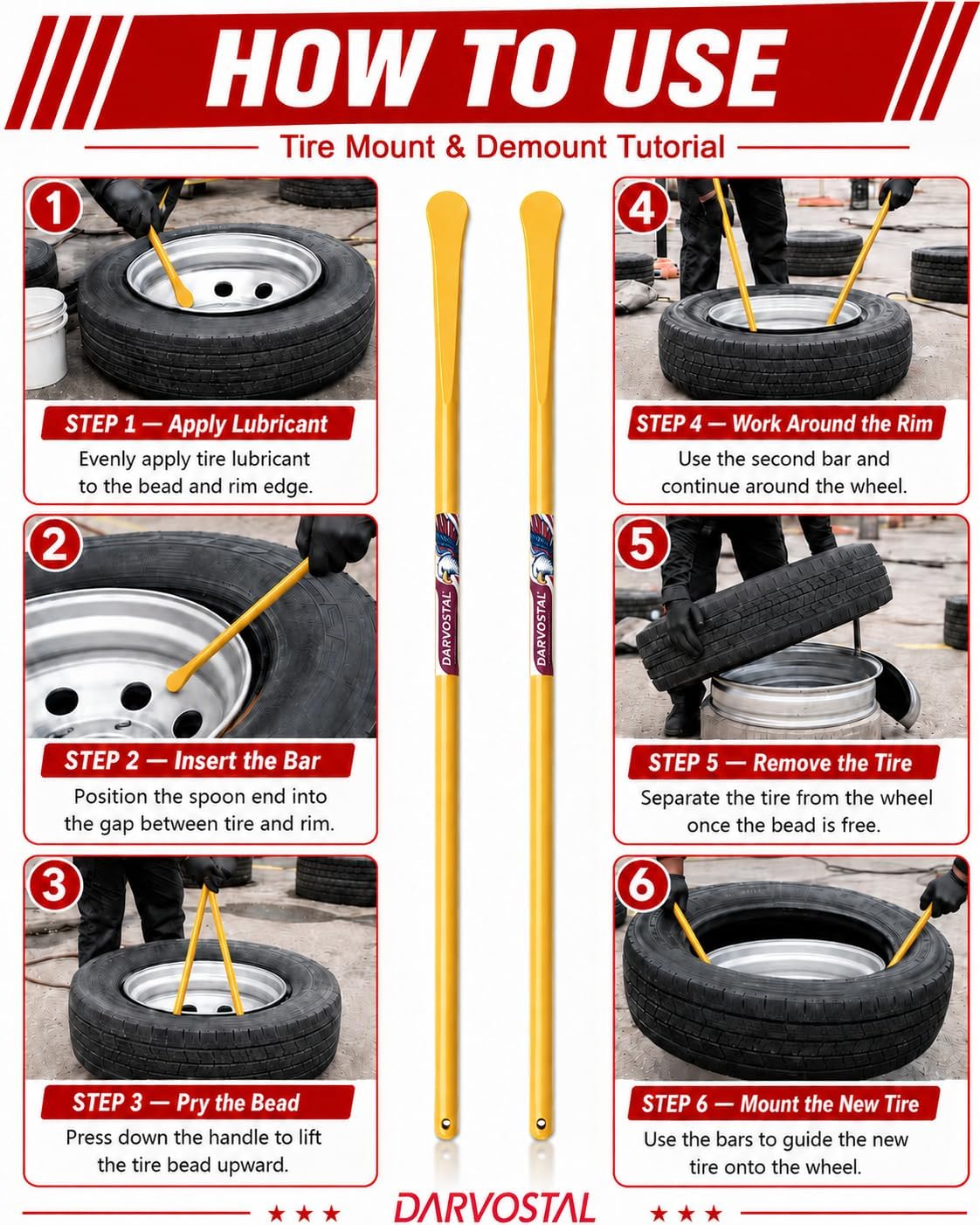 30" Tire Iron Set 2pc Heavy Duty Tire Spoons, Tire Changing Tools