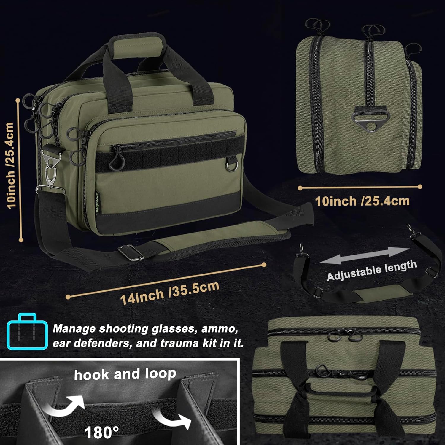 PROFOCUS Range bag for 2-4 pistols or Gun range bag for 2 pistols