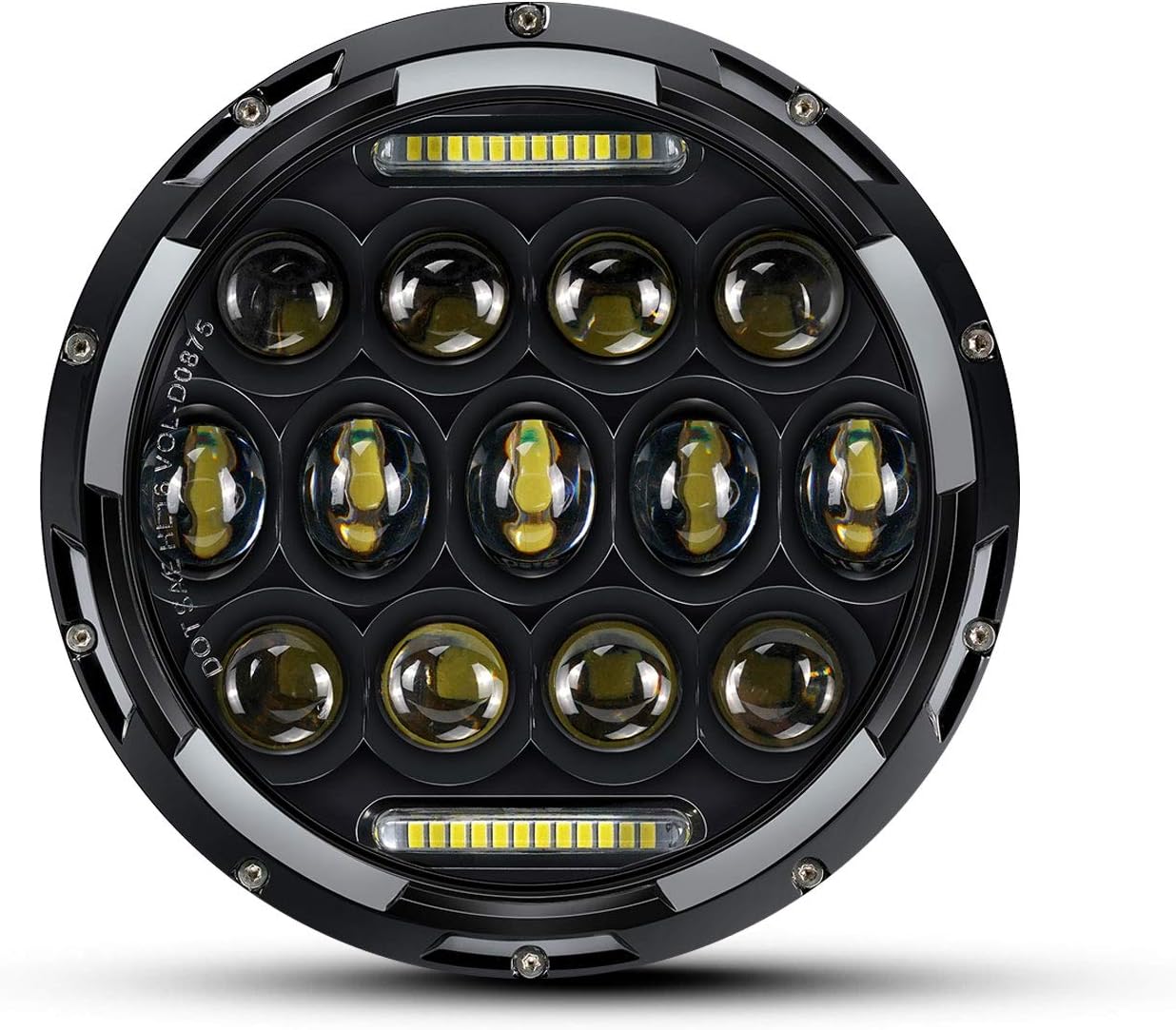 QUAKEWORLD Motorcycle 7 Inch LED Headlight Replacement for Harley Davidson Adaptive LED Headlamp Black | Also Fits Jeep Wrangler