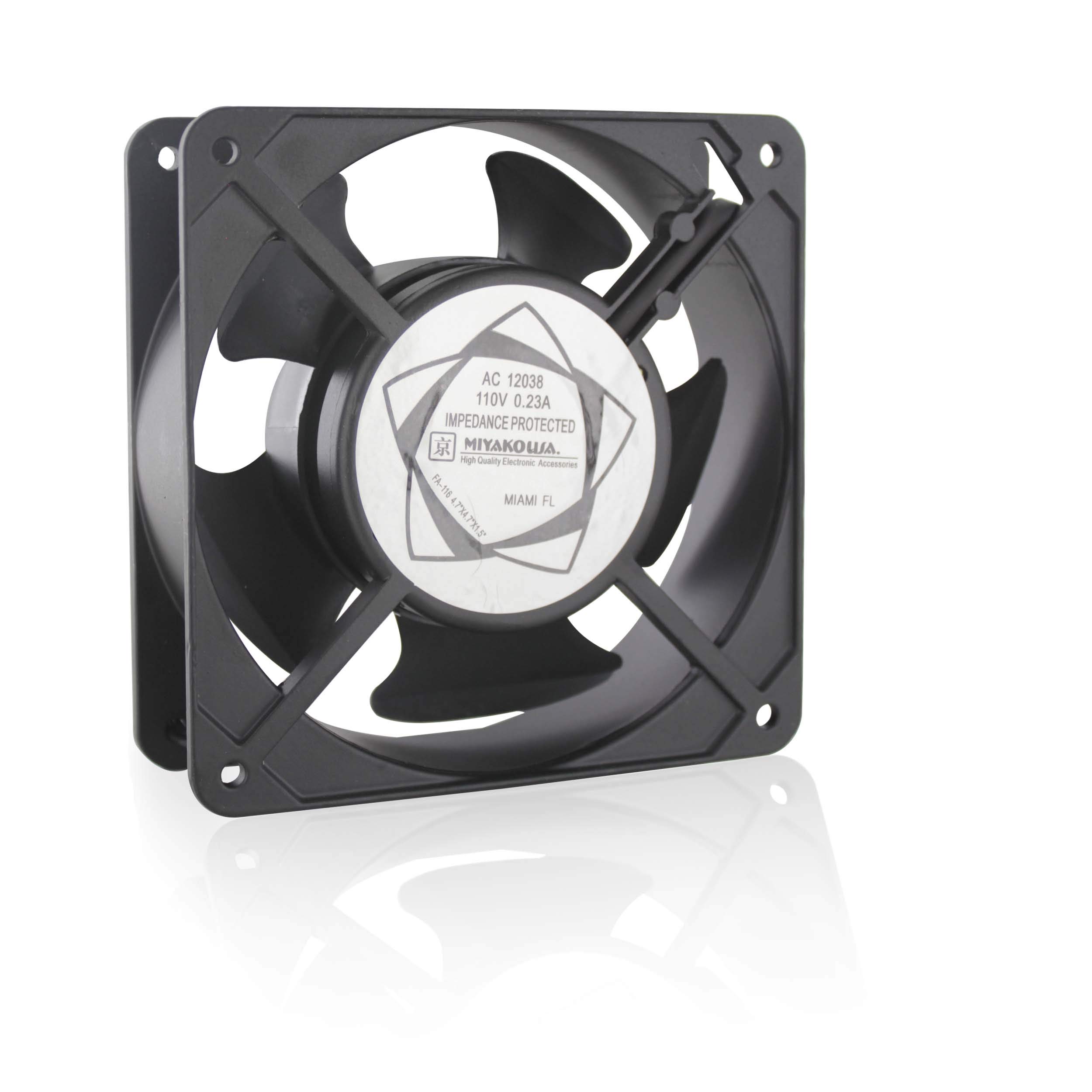 MIYAKO 12V DC CPU Cooling Fan Super Silent 2200 RPM 7 Blades 4.75” x 4.75” x 1” inches 0.25A Ideal for Computer Cases, 3D Printers and Radiators (FA-116)