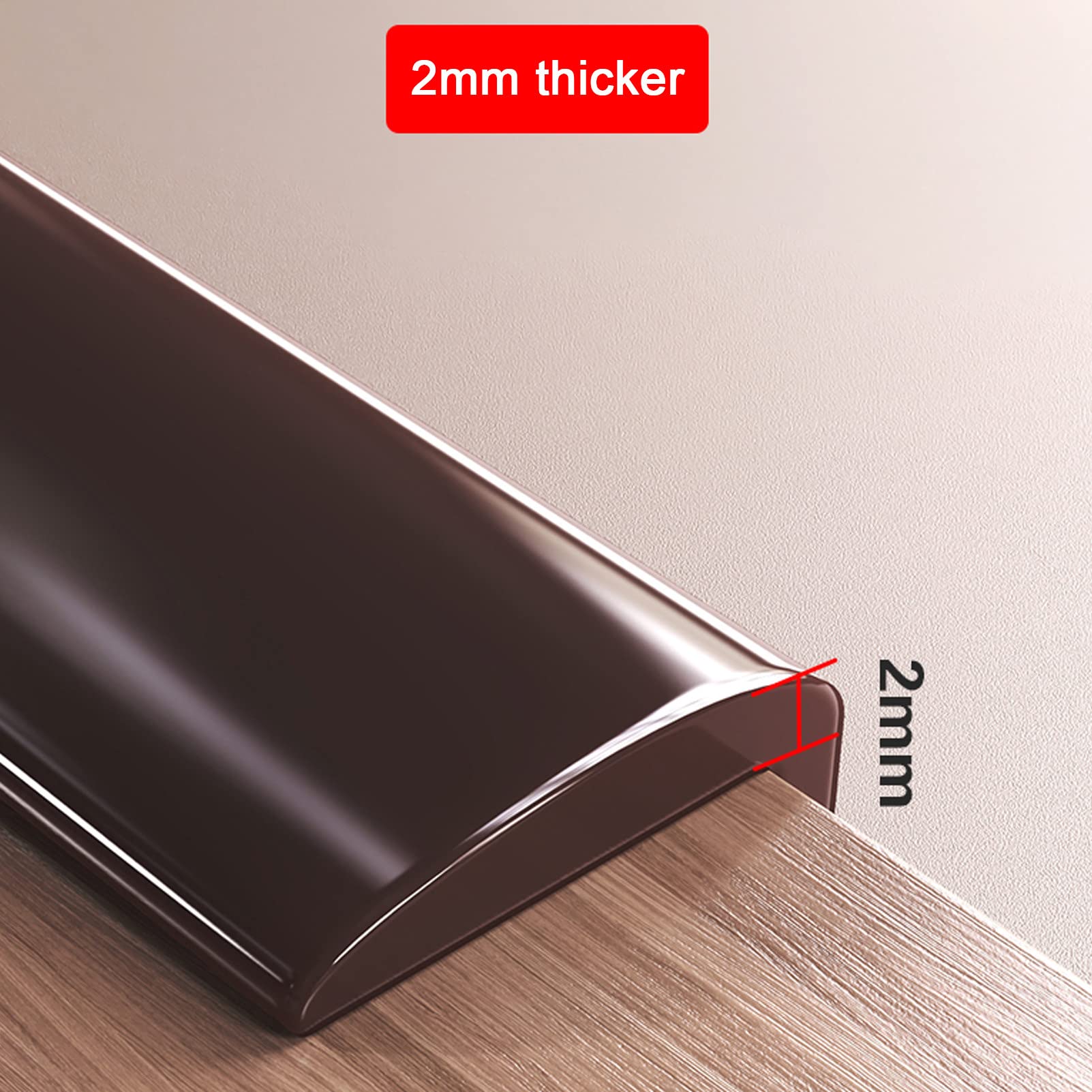 Striscia di Protezione per Bordi Trasparente, Pre-Nastro Adesivo in PVC Protezioni angolari per Angoli acuti del cassetto del Tavolo dell'Armadio,Brown-20mmx2m