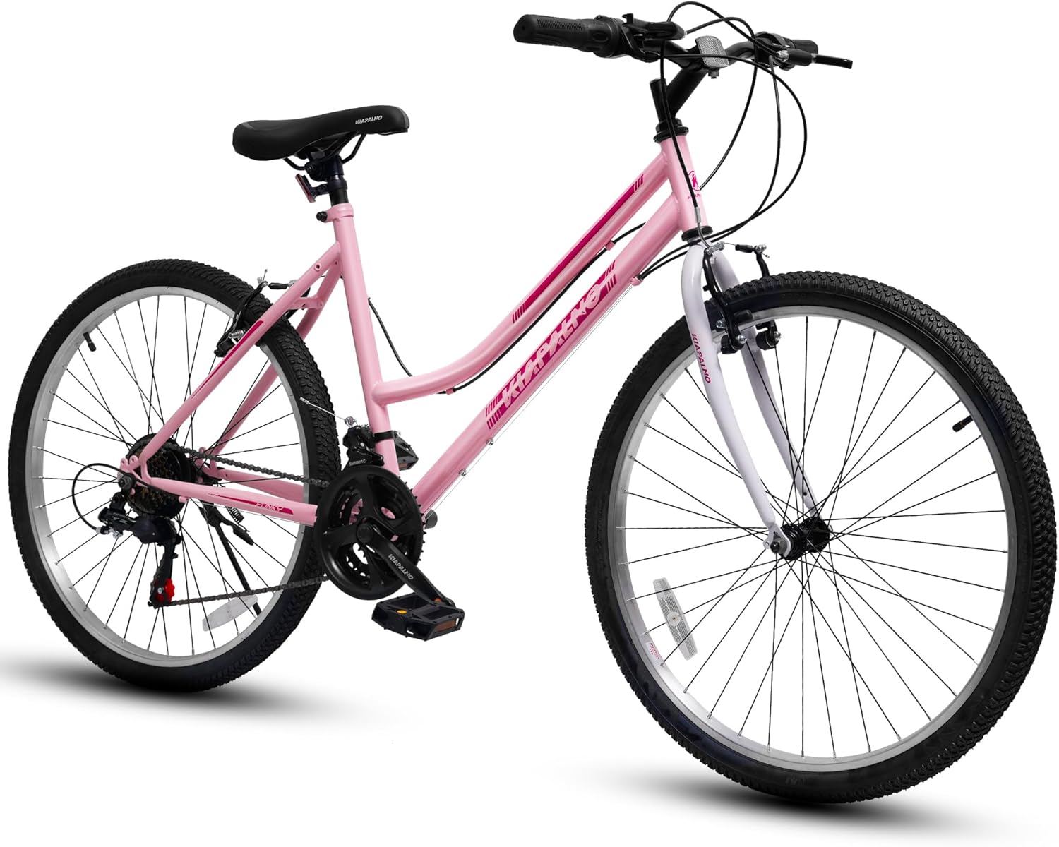 24/26 Inch Mountain Bike for Girls Women, 21 Speed Mountain Bicycle with Dual V-Brake, Carbon Steel Frame, Commuting City Bike to School Work Summer Travel