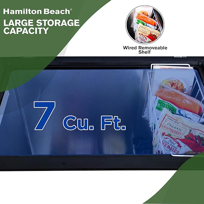 Hamilton Beach, HBFRF713 Chest Deep Freezer, 7 Cu. Ft. Capacity, Granita Rugged Design-Adjustable Thermostat-Removable Vinyl Coated Wire Basket-Easy Defrost Drain on Fridge.com