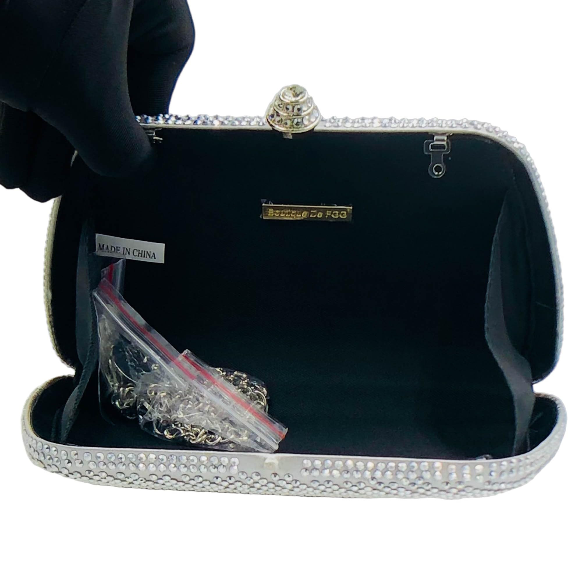 Boutique De FGG Mini pochette con strass per donne formali, borse da sera eleganti da sposa e pochette, pochette in cristallo
