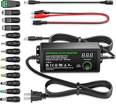 Powseed Universal Power Supply Variable 3V24V 3A 72W Multi Voltage Adapter