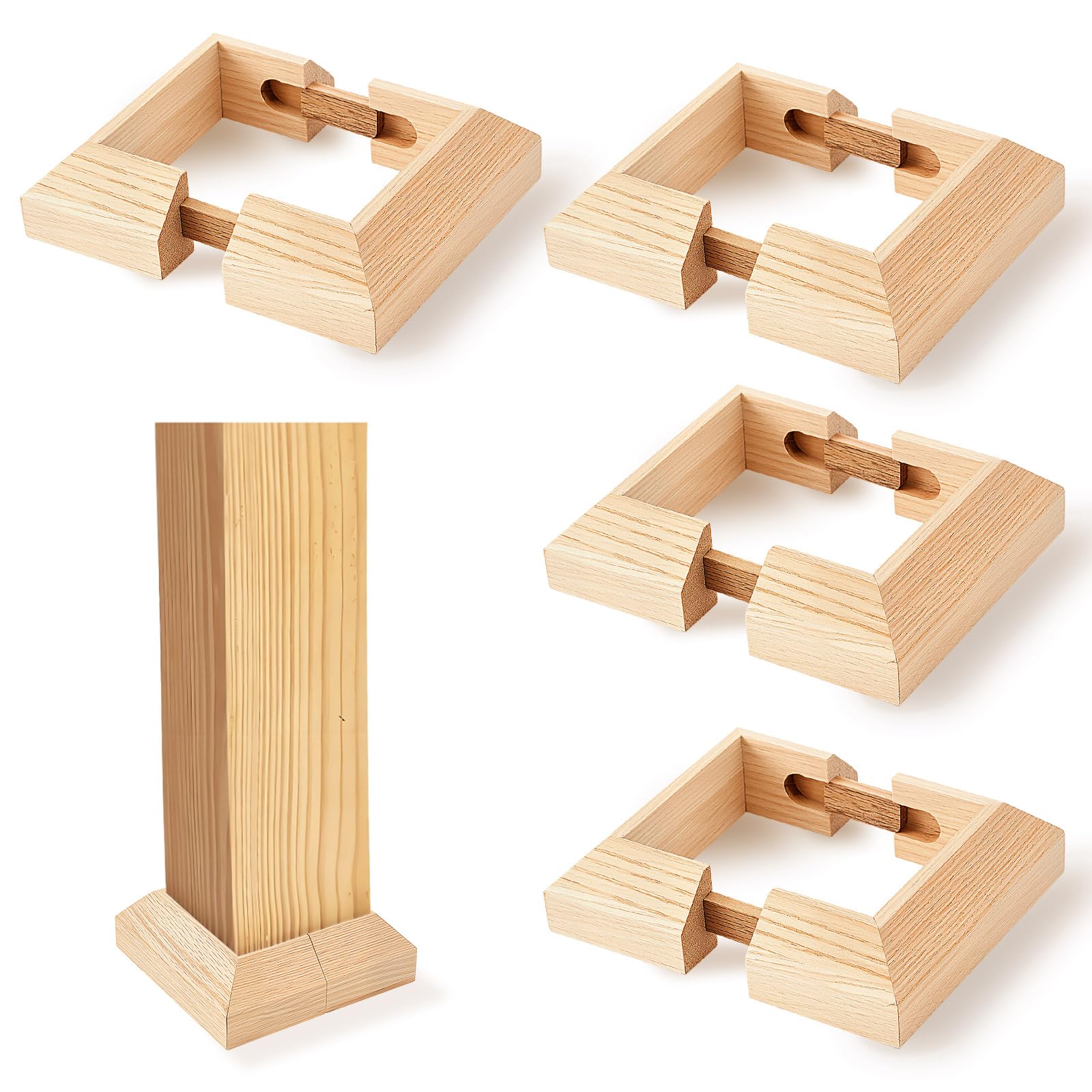 Photo 1 of CroBlissful 4 Pcs 4" Actual 3.5" x 3.5" Deck Post Base Cover Wood Split Post Cover Skirts for Balcony Decks Railing Mailbox Stairs Risers Porches