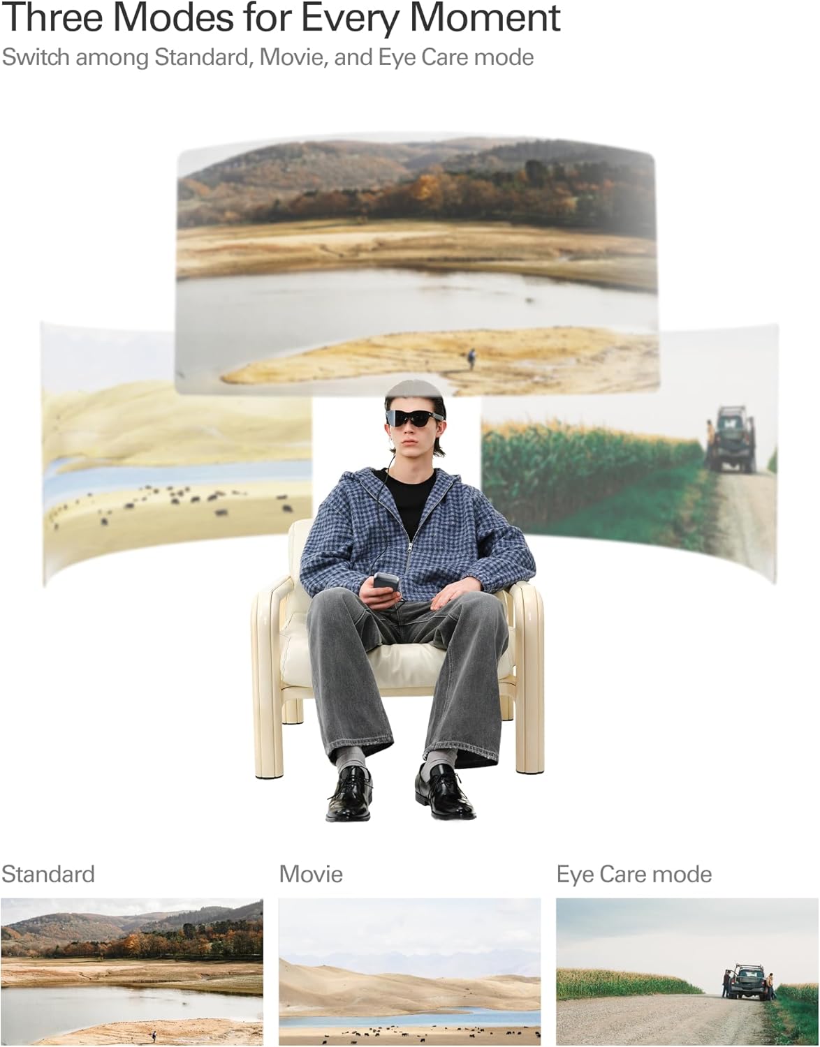 RayNeo Air 4 Pro AR/XR Glasses - HDR10 201" Video Display, 120Hz 3D Movie & Gaming Smart Glasses, USB-C Plug & Play for iPhone 17/16/15, Android, Switch 2, PS5-4 Pro-Black - Image 10