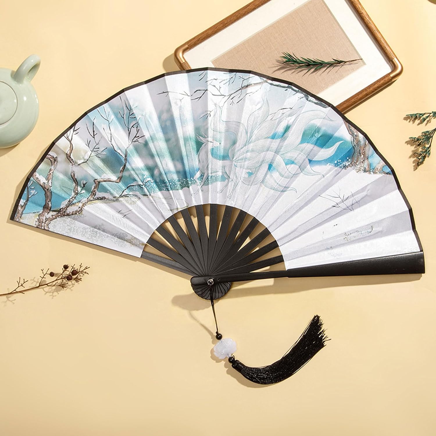 Chinese Handhelds Fan Double Sided Vintage Painting Folding Fan Cheongsam Dance Photography Hand Gift Wedding Folding