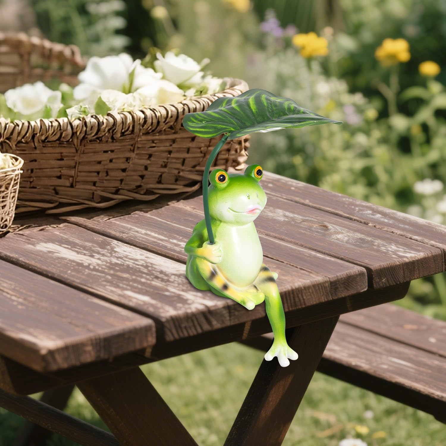 Solar Garden Statues Frog Garden Decor Figurine Lights with Umbrella for Outside,Yard Decorations Outdoor Patio Decor,Gardening Gifts for Women Mother's Day - Image 5