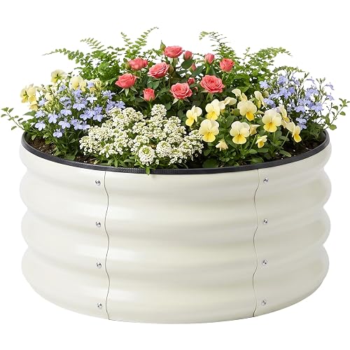SnugNiture 2x2x1ft Round Galvanized Raised Garden Bed Kit Outdoor, Metal