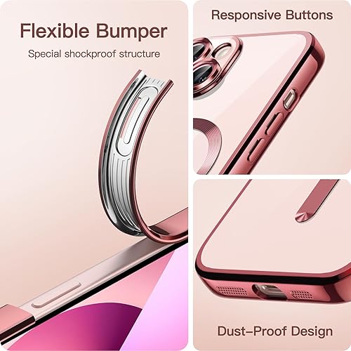 Miniatura 6 de JETech Funda galvanizada para iPhone 13 de 6.1 pulgadas, protección completa para lente de cámara, compatible con carga inalámbrica MagSafe, funda