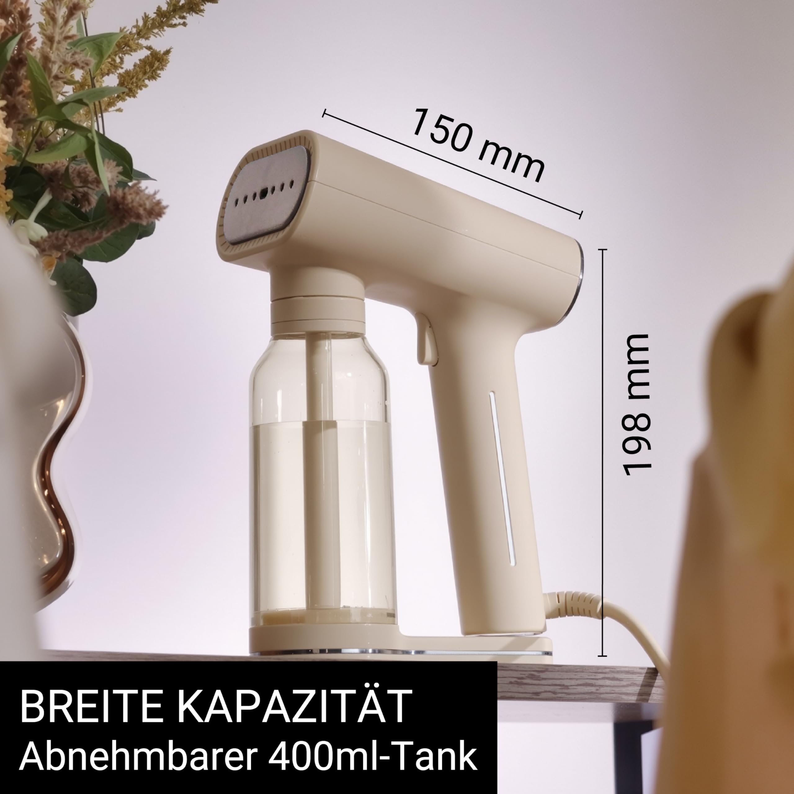 SteamOne Karl XL przenośne żelazko parowe 2000 W - 400 ml | Przenośne żelazko Karl XL, 2000 W, zbiornik 400 ml, 2 tryby, gotowy w 30s, haczyk z przyssawką, CreAM400