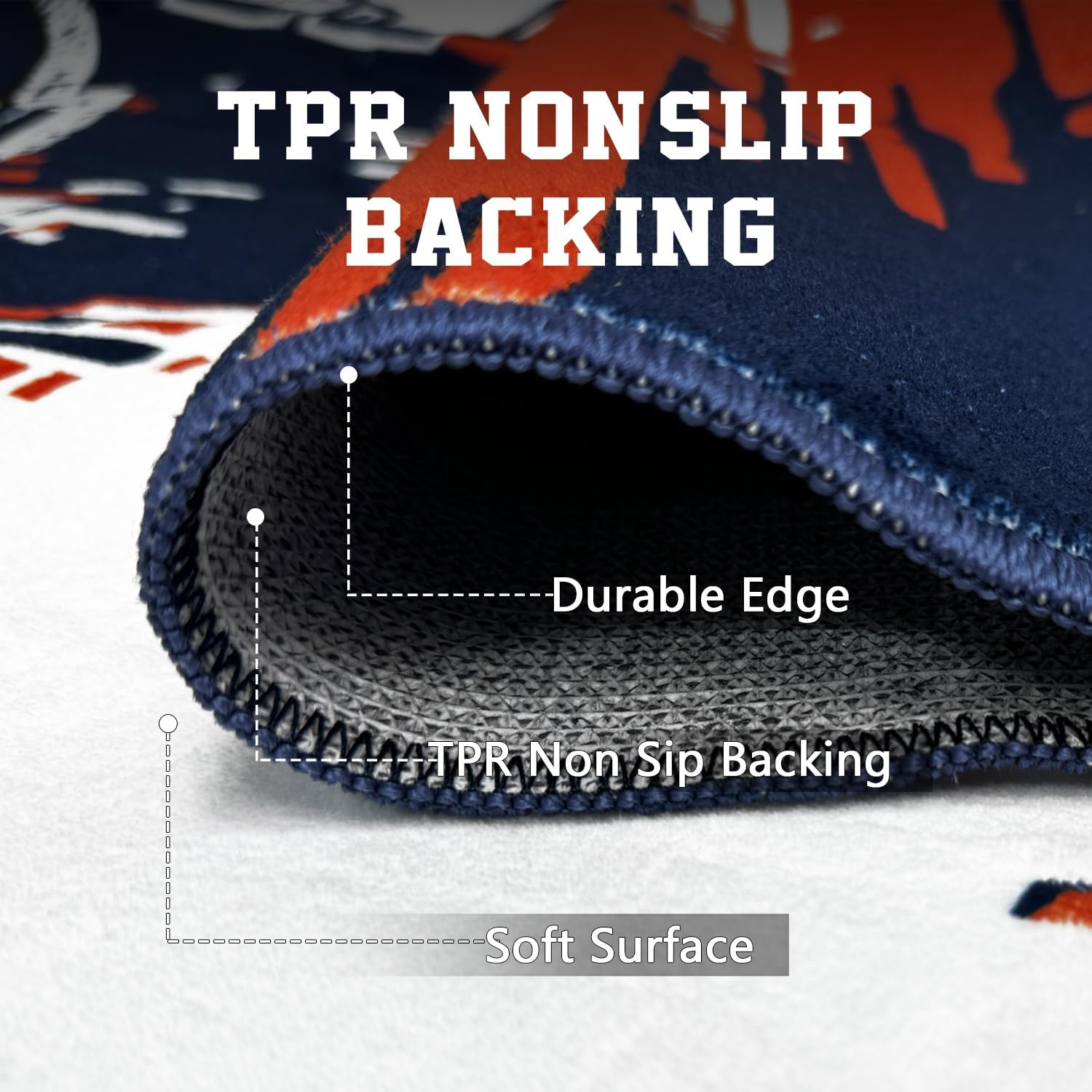 Chicago Living Room Rug for Bedroom Machine Washable Football Sports Area Rugs Carpet Non-Slip Backing for Boys and Man Cave Decor 5x7