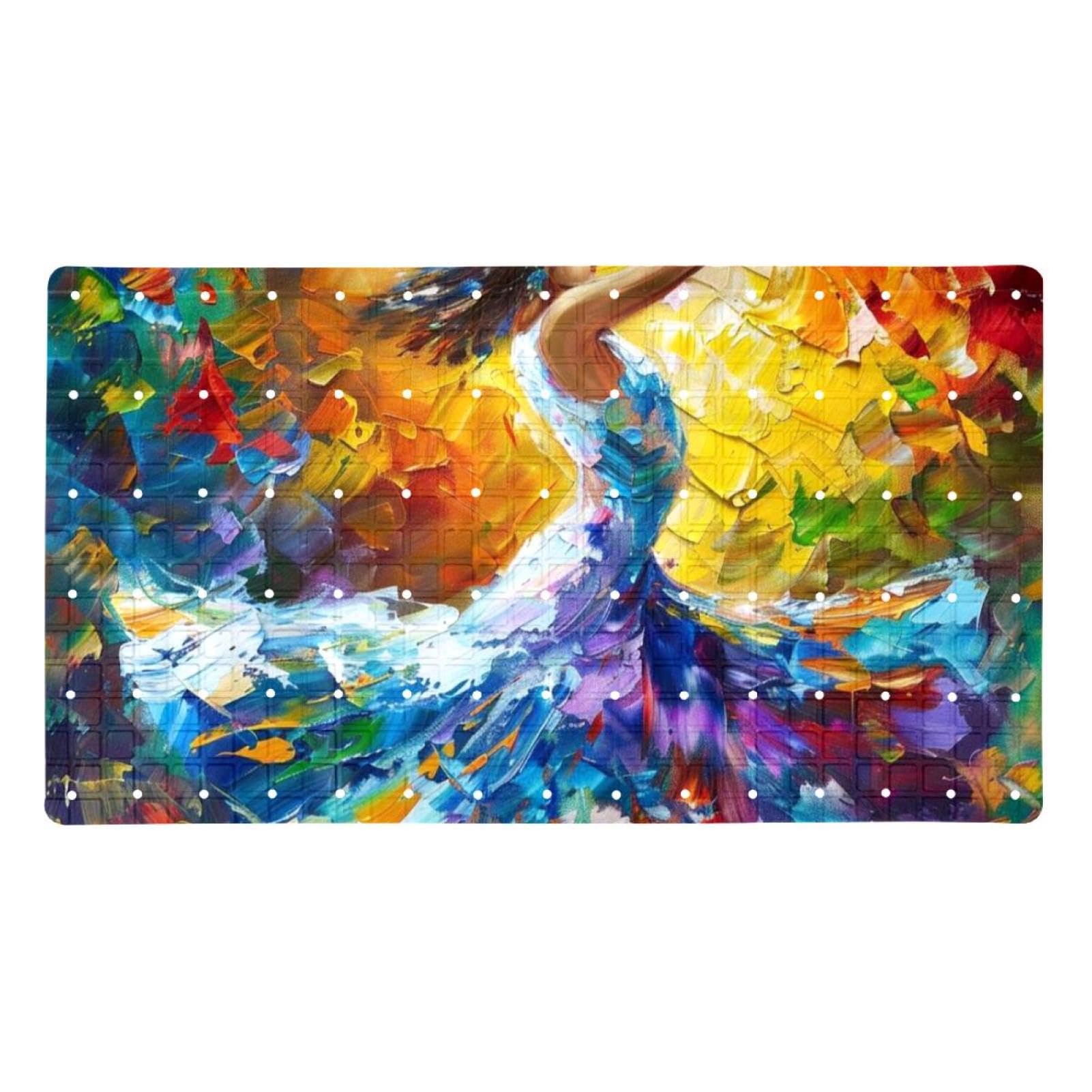 Tapis de baignoire original antidérapant rectangulaire à ventouses et drainage