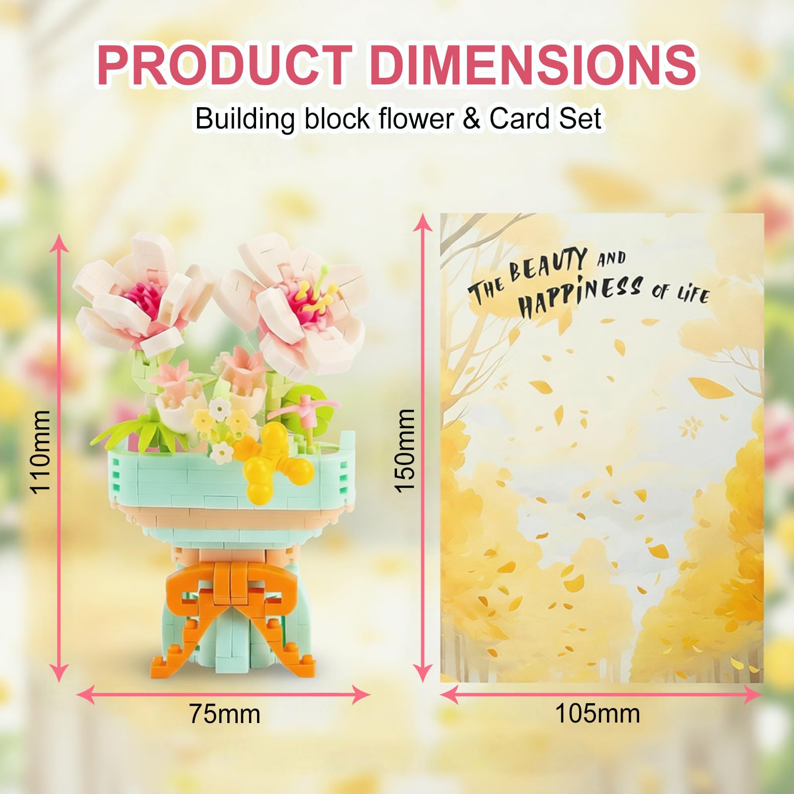 testlili Flower Building Set, 372 Pieces Botanical Collection Blocks Kit, DIY Home Decor Gift for Adults Women - Image 2