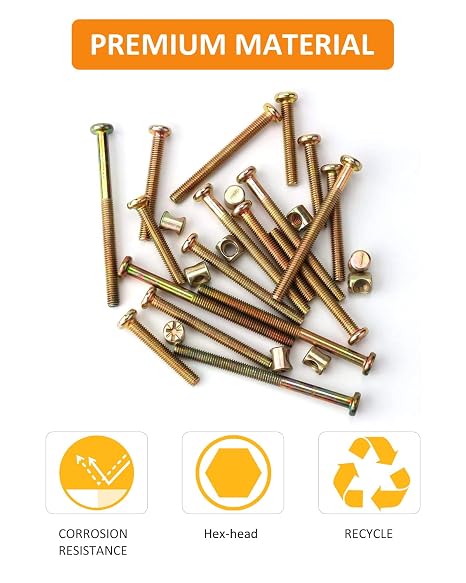 Crib Screws Hardware Replacement Kit - 20 Set Baby Bed Frame Bolts &Barrel Nuts Set for Delta/Graco/Dream On Me etc,Including M6x16/40/50/60/70/80 mm Hex Drive Socket Cap Screws Barrel Nuts