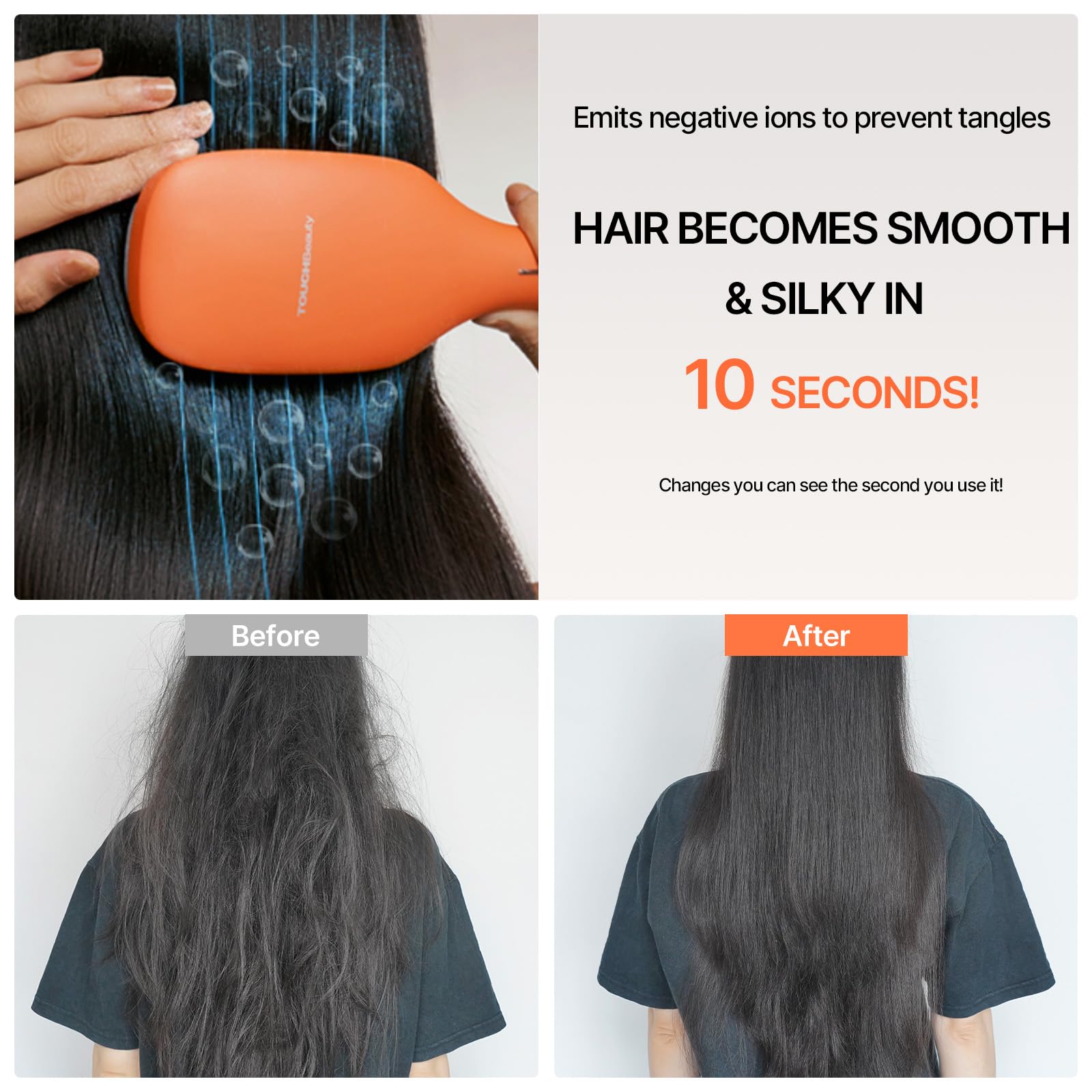 Touchbeauty Electronic Laser Hair Brush with Red Light, Blue Light & Negative Ions, Smoothing Hair Comb - Image 2