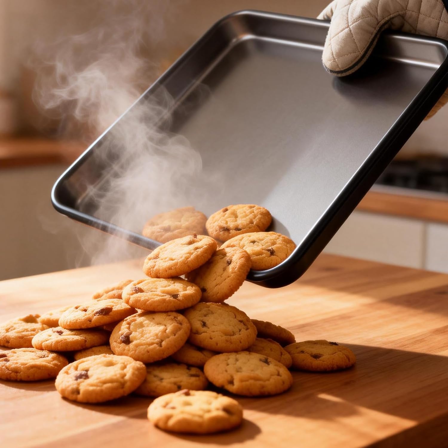 3Pcs Nonstick Baking Sheets, 9x13 Inch Baking Pan for Oven, Grey Carbon Steel Cookie Sheet for Cake Brownie Lasagna Casserole Bread