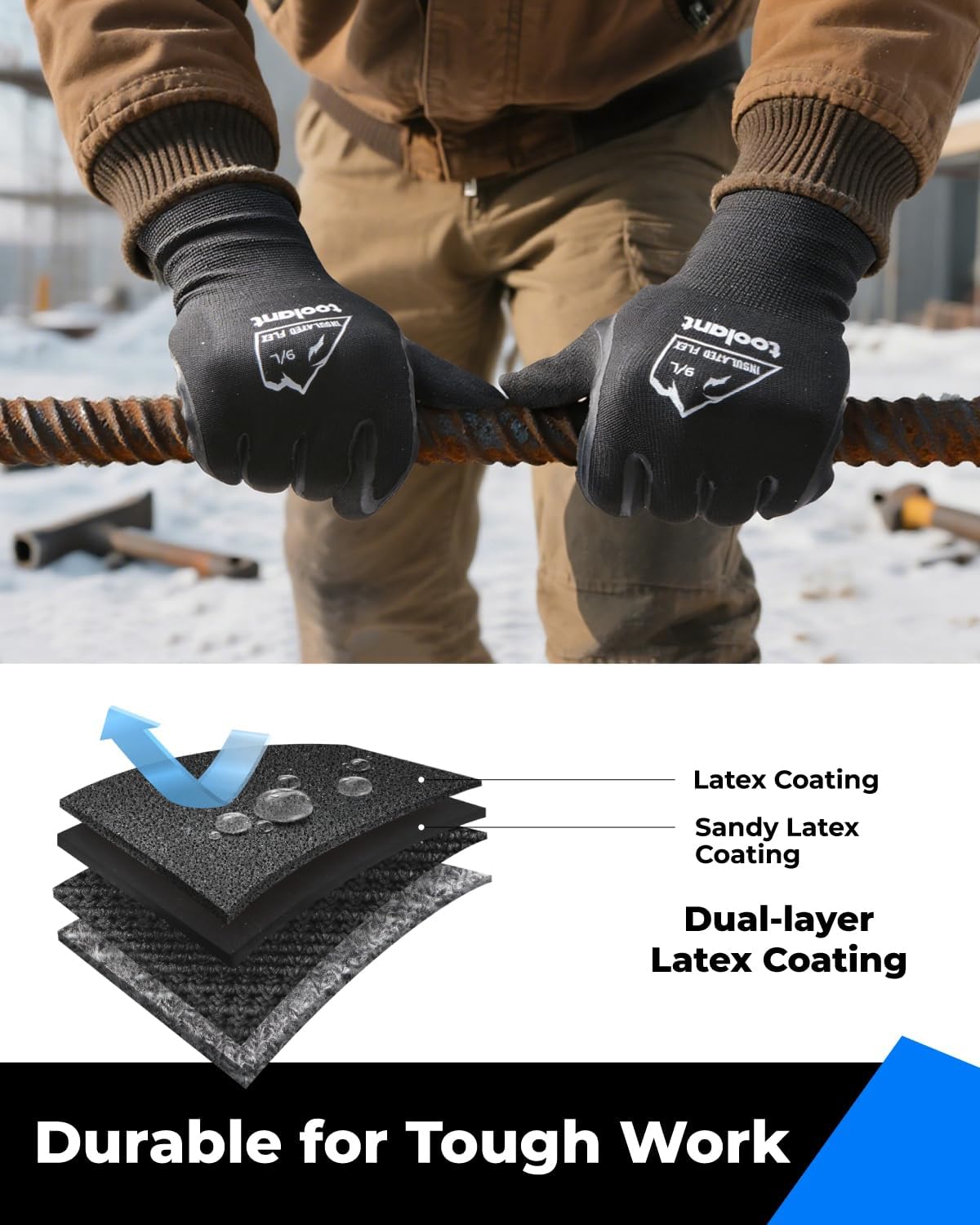 toolant Winter Work Gloves for Men & Women, Freezer Gloves with Super Durable & Grip, Insulated Liner for Cold Weather - Image 4