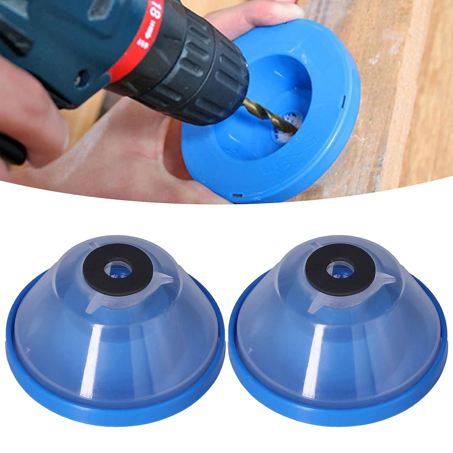 2Pcs Electric Drill Dust Collector for Drywall Concrete, Hole Saw Dust Bowl with Sealing Cover and Anti-Slip BaseCompatible with Rotary Hammer and Power Drill