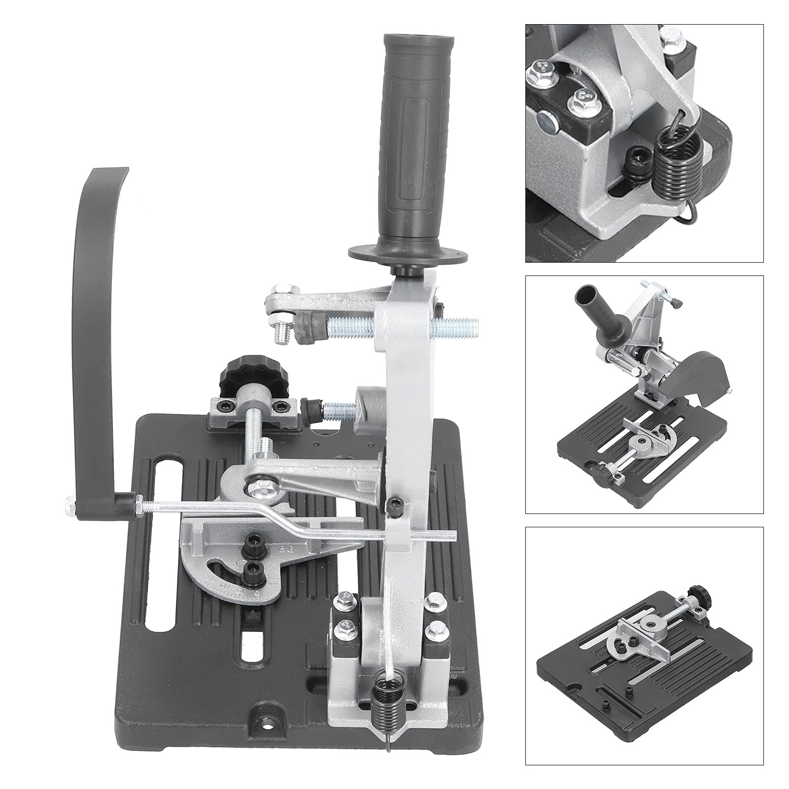 Soporte para amoladora angular, mango extendido de hierro de aluminio, práctico soporte deslizante para máquina cortadora para amoladora angular 100 115 125, gris y negro