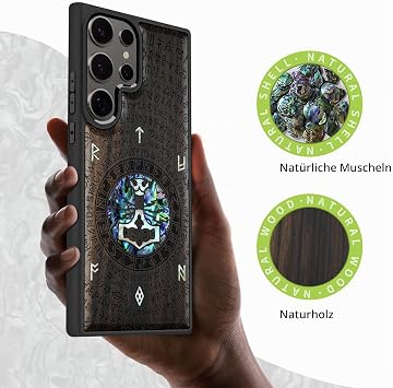 Carveit Mobile Phone Case for Galaxy S25 Ultra (Dark Wood Thor's Hammer)