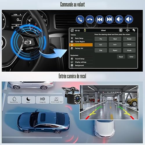 CAMECHO Autoradio 1 Din Wireless Carplay Android Auto Autoradio Bluetooth 5.2 con Telecamera Posteriore, 5,1 Pollici Schermo IPS Touchscreen HD on FM Link Controllo Volante + Connettori USB Tipo-C - 8