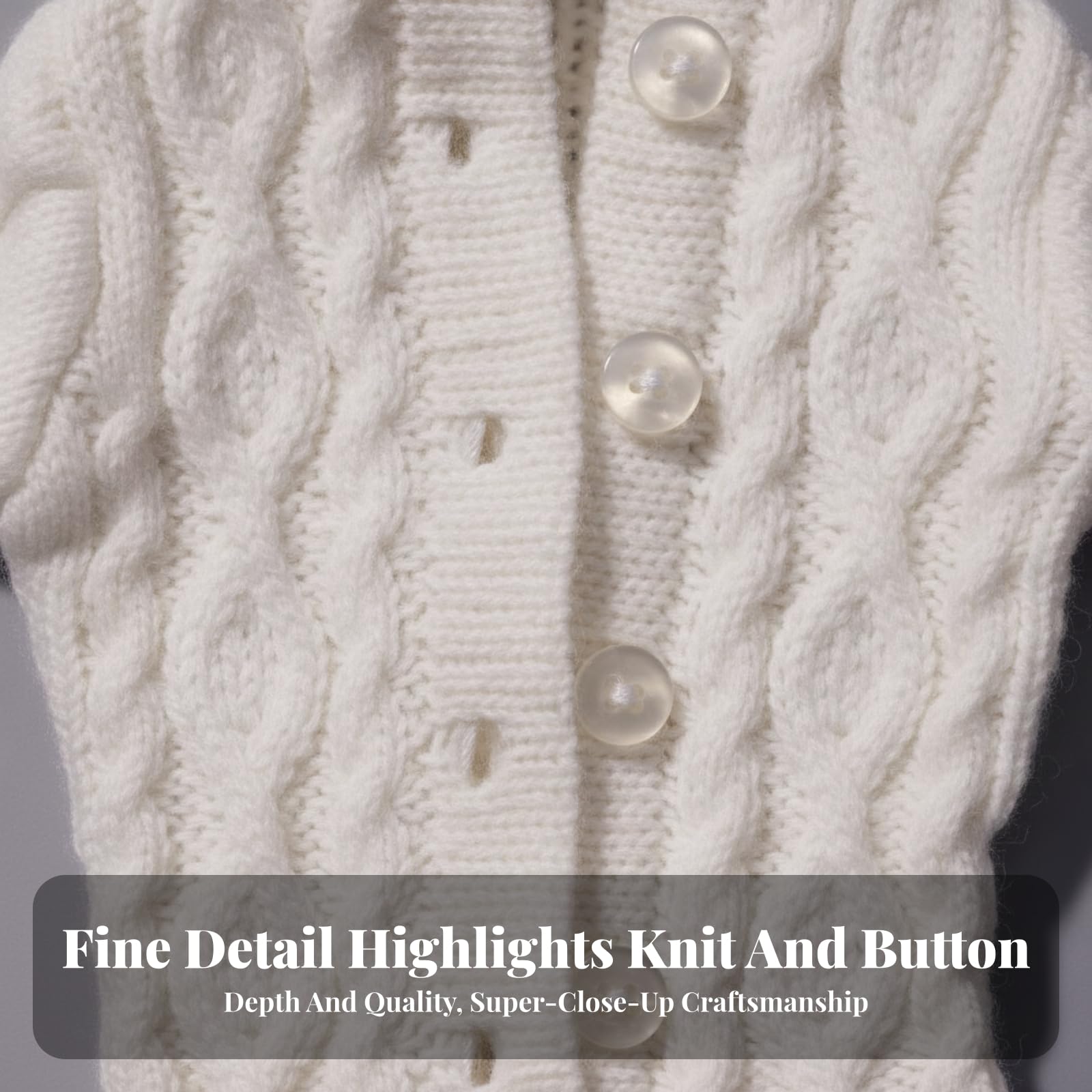Amagogo feingestrickt Strickkleid mit Stulpen | Handgestrickt, BJD Puppenkleidung, für Puppenvitrine, Weiß, Yf6-2020a Set