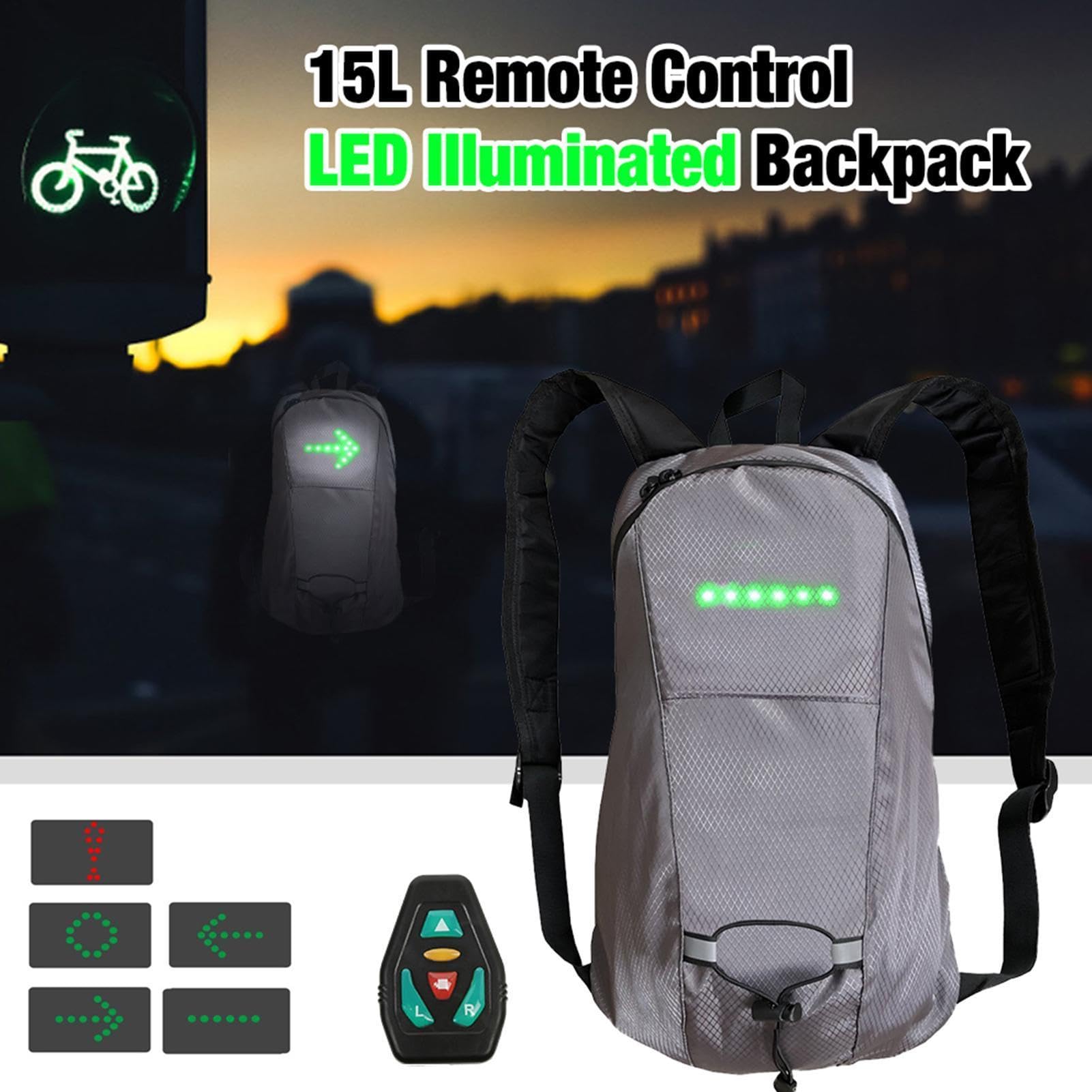 Fahrrad-Blinker-Rucksack, 4 LED-Blinker, Outdoor-Fahrrad-Rucksack