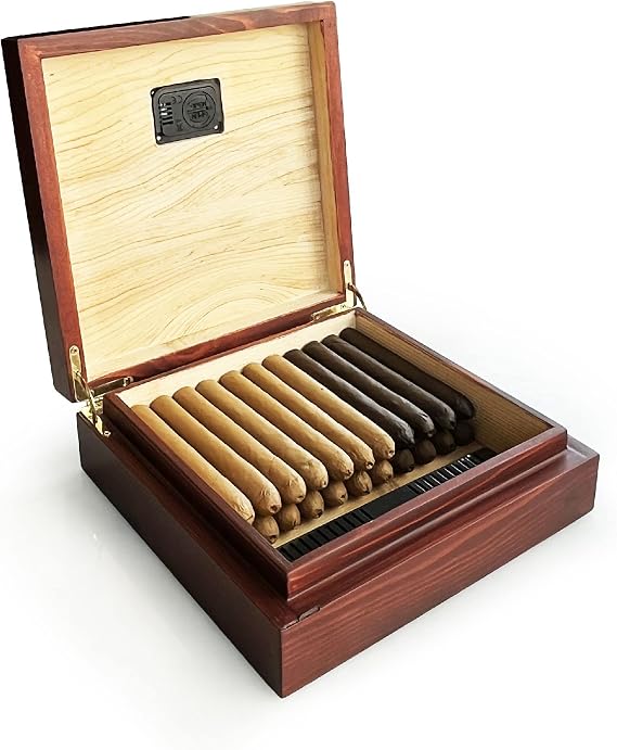 Shark Anatolia Mezmob Masif Yerli Sedir Ağacı Humidor Puro Kutusu Küçük Boy Dijital