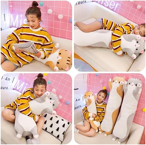 Miniatura 2 de Almohada suave de felpa larga con forma de gato para dormir almohada tipo peluche de gato de algodón para acurrucarse bonito regalo ideal para tu