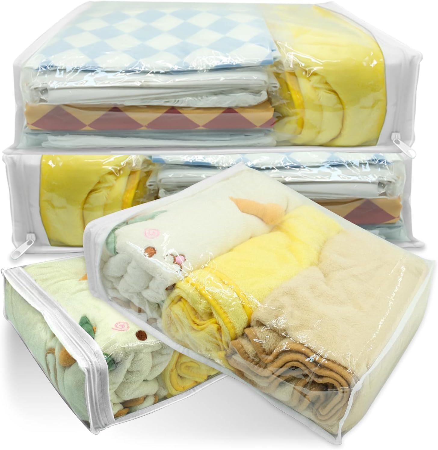 Amazon.com: 4 Pcs Clear Zippered Storage Bags - Plastic Sweater Storage ...