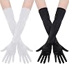 Lystaii 2 Pairs Long Spandex Gloves Classic Elbow Length Stretchy Opera Costumes Gloves for Bridal Evening Dress 20s Party