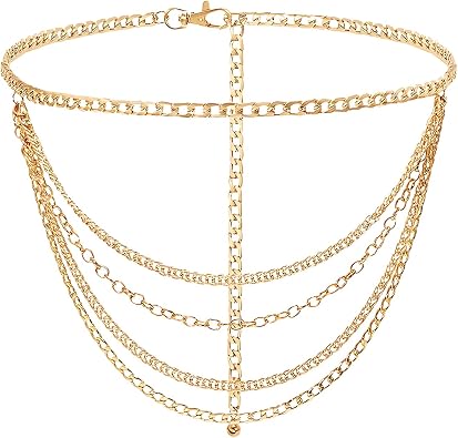 Gold Waist Chain Plus Size Fashion Body Chain Belt for Women Curvy Chains Belts Accessory Adjustable Metal Chain Belts for Wome Outfit Punk Style Dress Belt 43.3 Inch